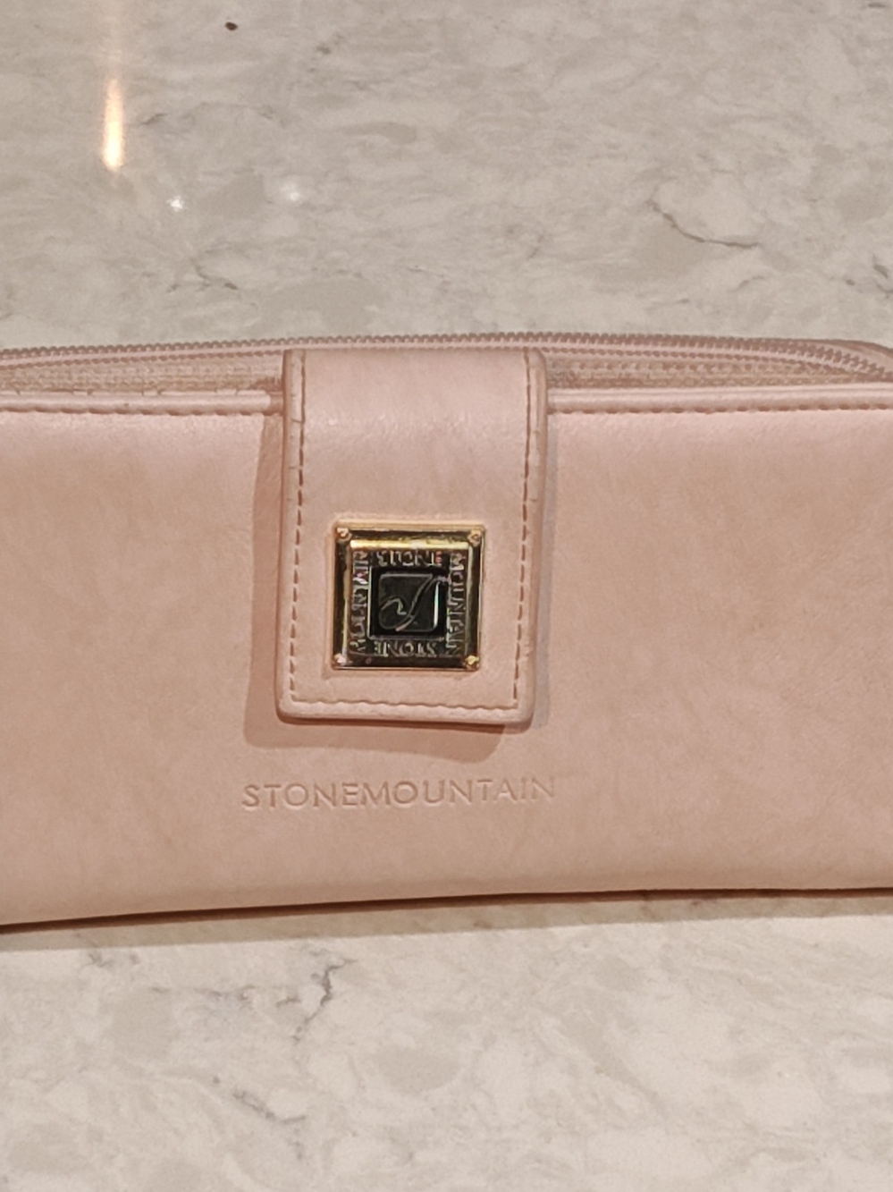 Stone Mountain Light Blush Pink Zip Wallet with Gold Emblem